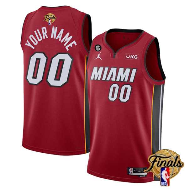 Men & Youth Customized Miami Heat Active Player Red 2023 Finals Statement Edition With NO.6 Patch Stitched Jersey